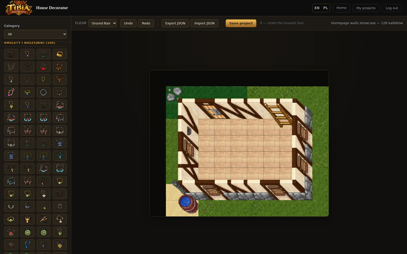 Complete Tibia house editing workspace